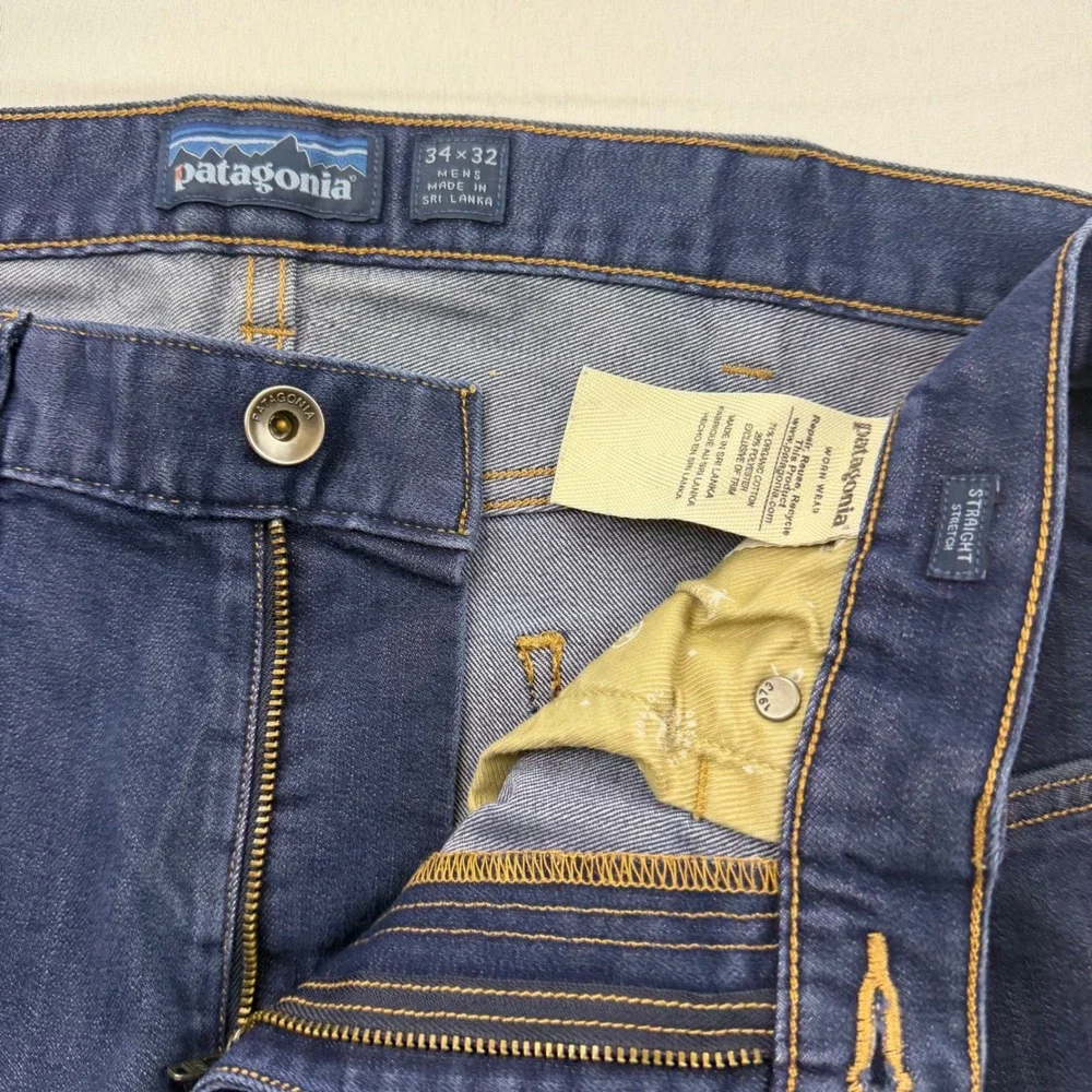 Patagonia Jeans Mens 34x30 Blue Straight Stretch Organic Cotton STY56025